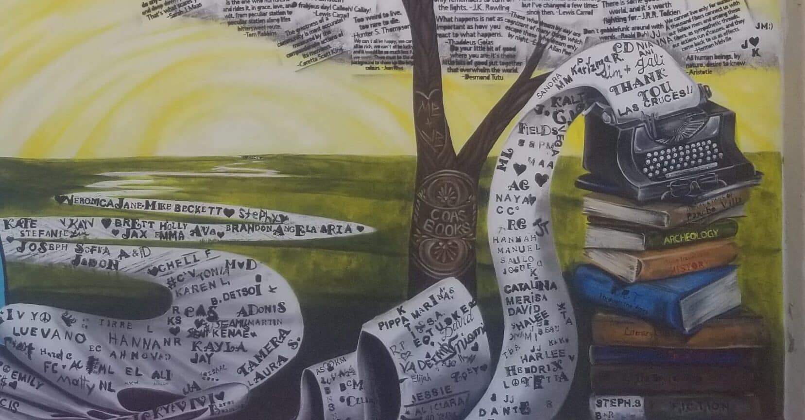 finished community mural downtown Las Cruces at Coas bookstore 1 scaled e1682880088428