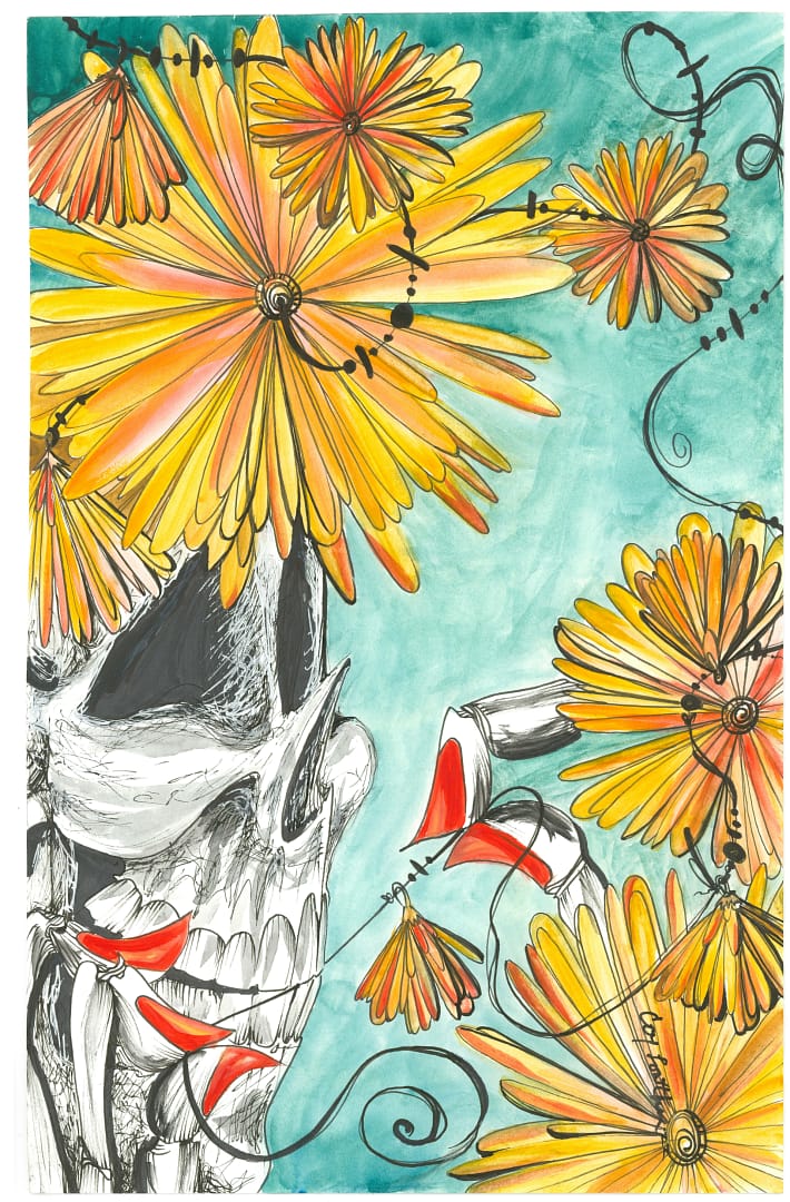 Dont touch my sewing scissors 9x12 watercolor and micron ink