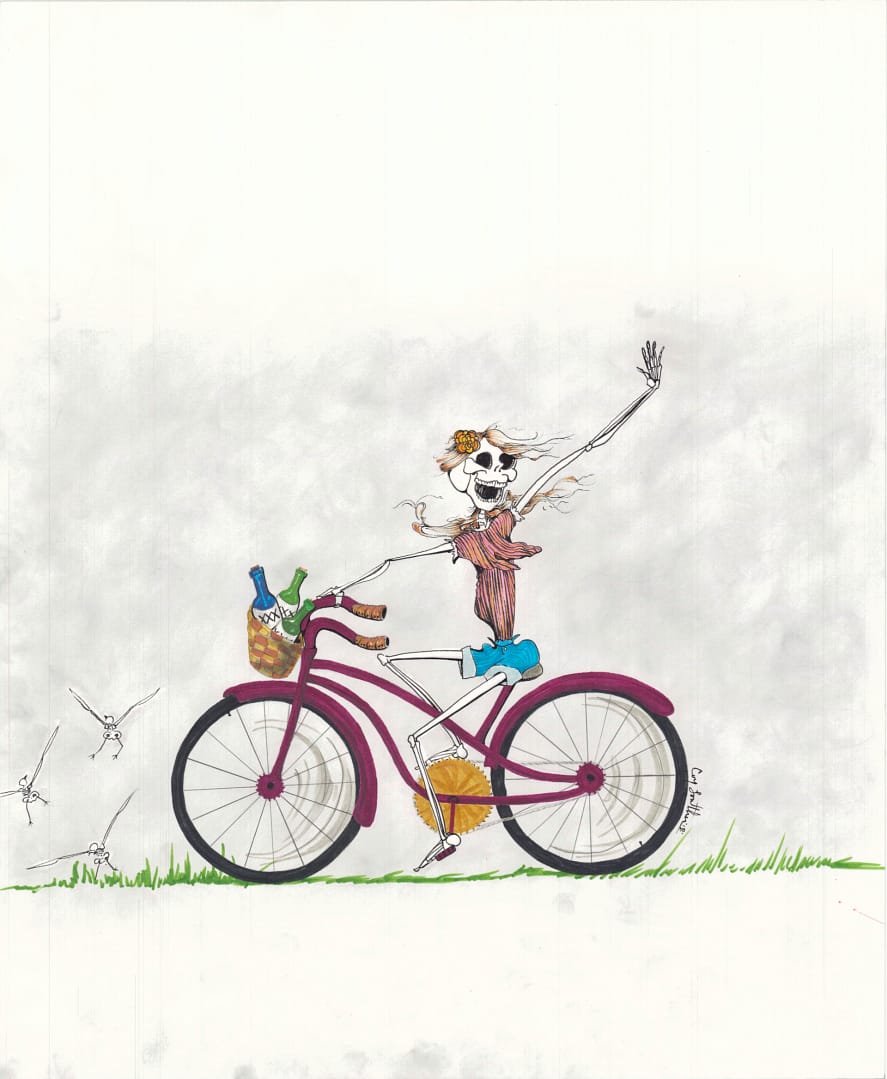 one last bottle of wine before I go 11x17 micron ink and copic marker. this should be cropped to the grey and grass